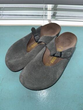 Birkenstock Rosemead Mary Jane Mules Clogs 38 Grey Suede
